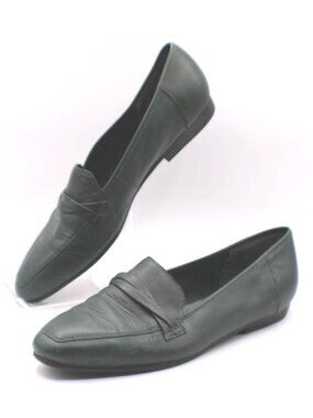 J.G. JG Hook Loafers Womens 8.5M Dark Green Leather Shoes Flats Slip On Comfort